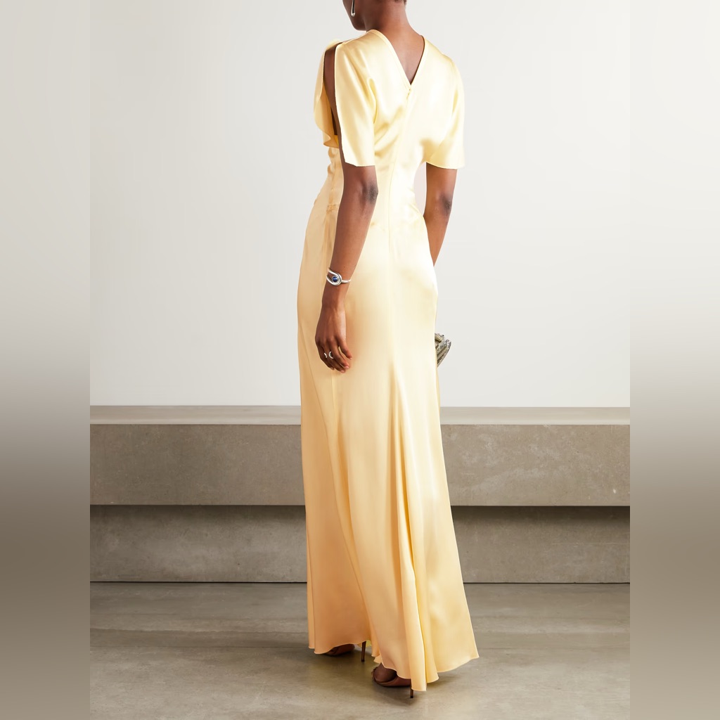 Victoria Beckham Yellow Bias-Cut Gown — image 3 of 8